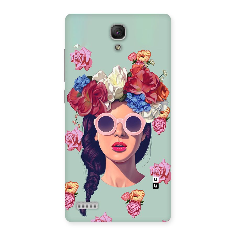Pretty Girl Florals Illustration Art Back Case for Redmi Note