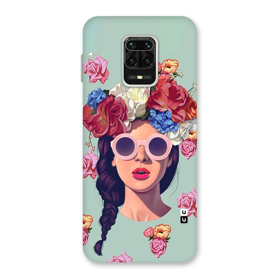 Pretty Girl Florals Illustration Art Back Case for Redmi Note 9 Pro