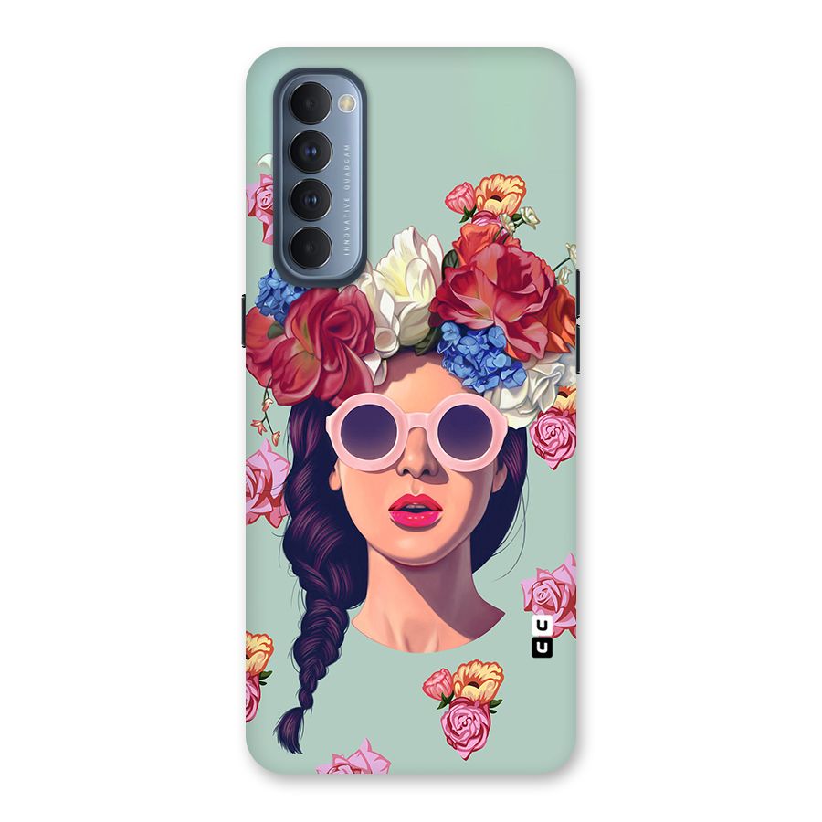 Pretty Girl Florals Illustration Art Back Case for Reno4 Pro