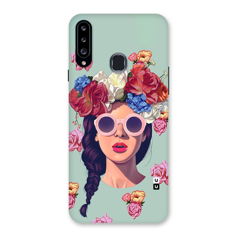 Pretty Girl Florals Illustration Art Back Case for Samsung Galaxy A20s
