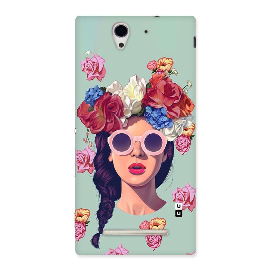 Pretty Girl Florals Illustration Art Back Case for Sony Xperia C3