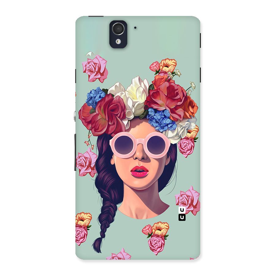 Pretty Girl Florals Illustration Art Back Case for Sony Xperia Z