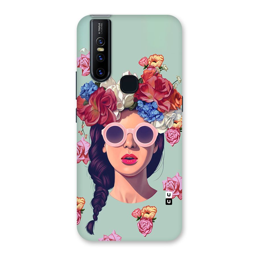 Pretty Girl Florals Illustration Art Back Case for Vivo V15
