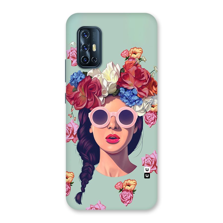 Pretty Girl Florals Illustration Art Back Case for Vivo V17
