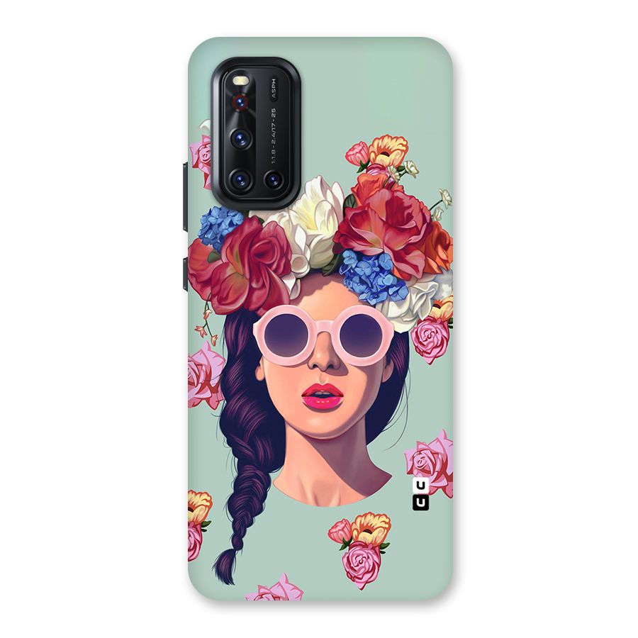 Pretty Girl Florals Illustration Art Back Case for Vivo V19