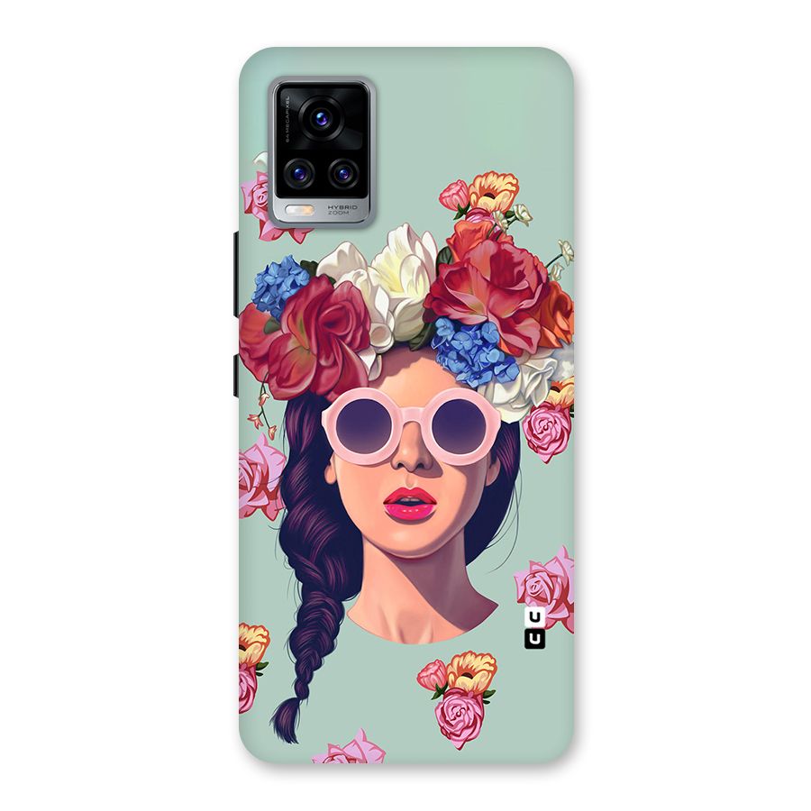 Pretty Girl Florals Illustration Art Back Case for Vivo V20 Pro