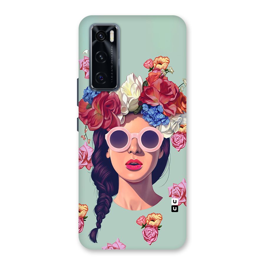 Pretty Girl Florals Illustration Art Back Case for Vivo V20 SE