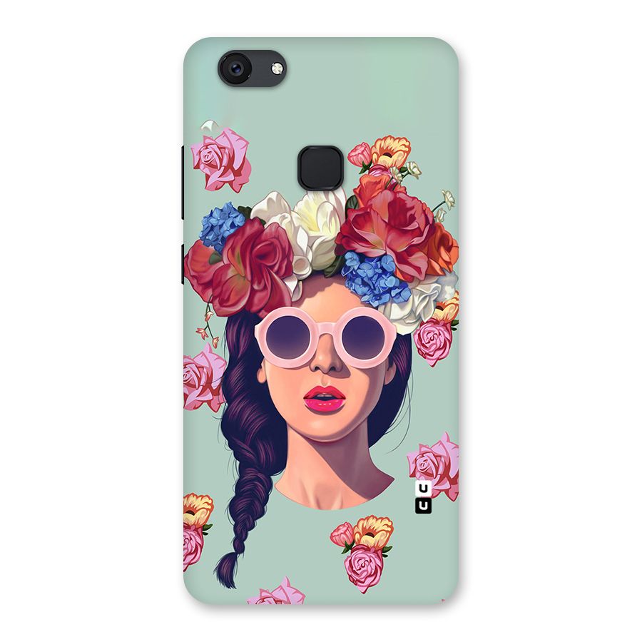 Pretty Girl Florals Illustration Art Back Case for Vivo V7 Plus