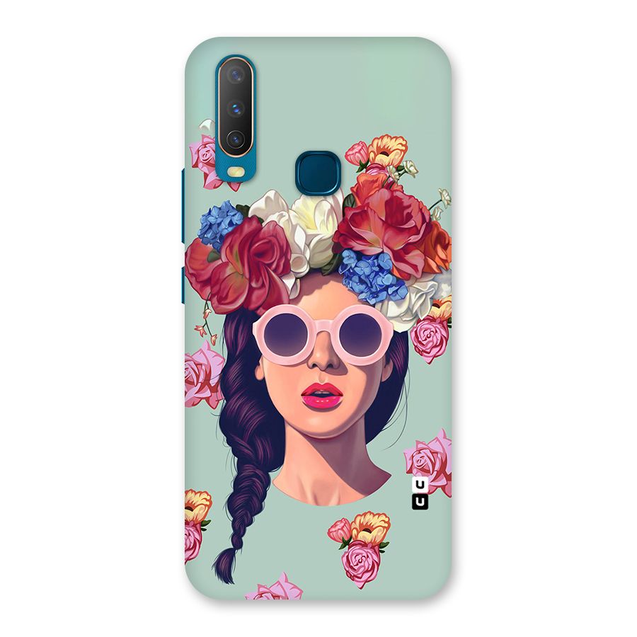 Pretty Girl Florals Illustration Art Back Case for Vivo Y15