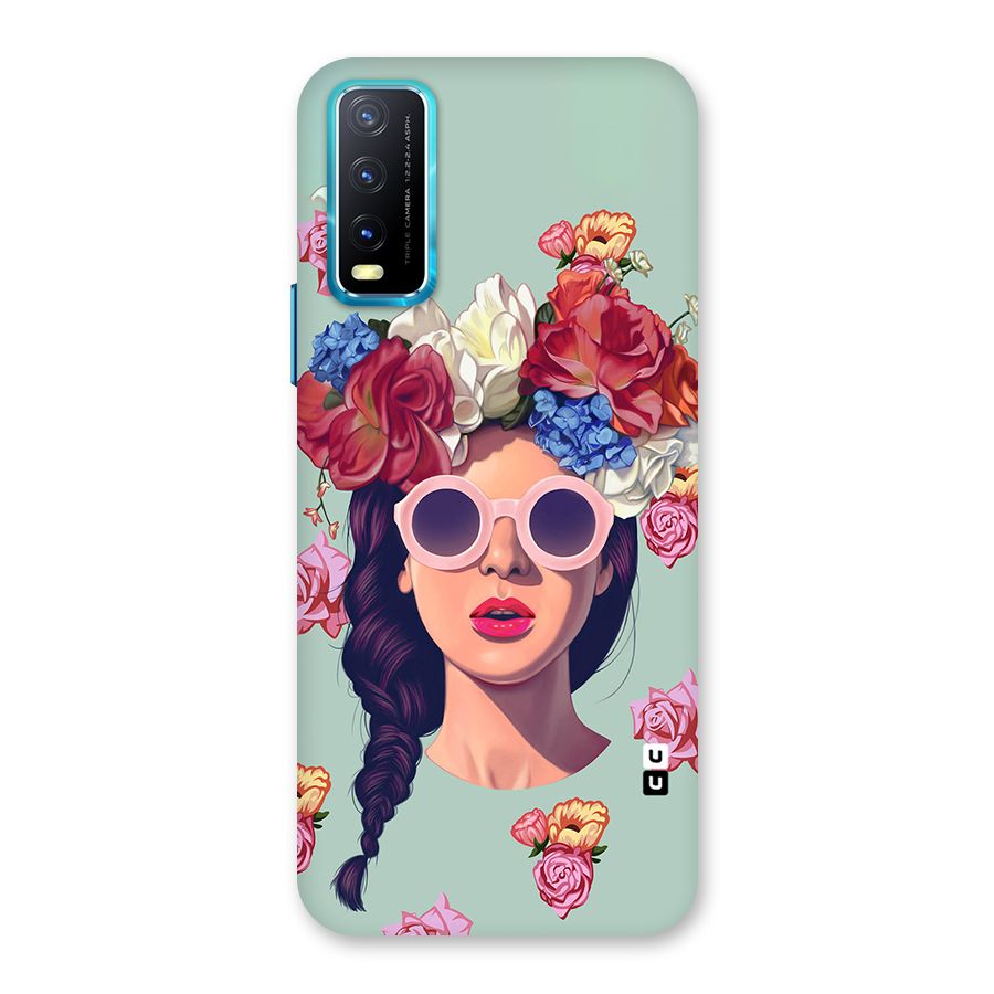 Pretty Girl Florals Illustration Art Back Case for Vivo Y20