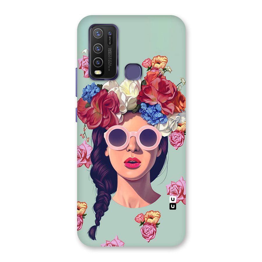 Pretty Girl Florals Illustration Art Back Case for Vivo Y30