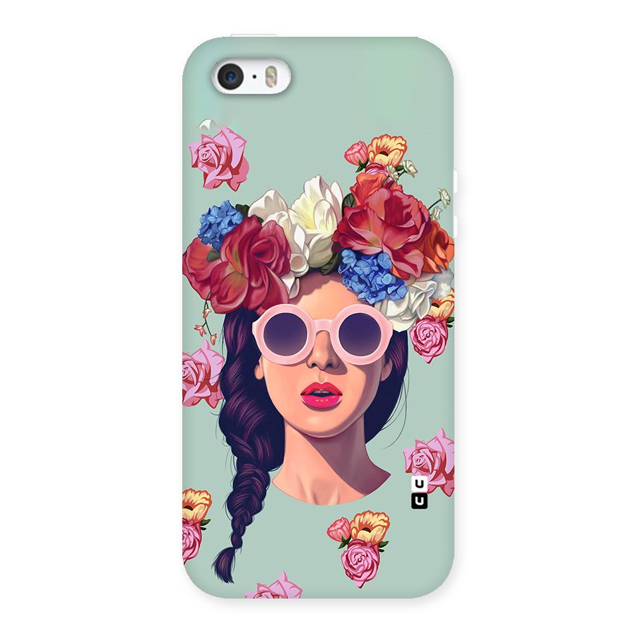 Pretty Girl Florals Illustration Art Back Case for iPhone SE