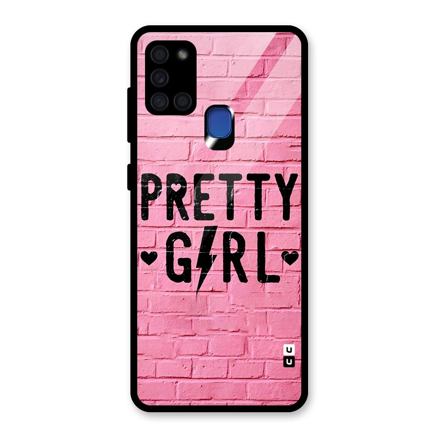 Pretty Girl Wall Glass Back Case for Galaxy A21s