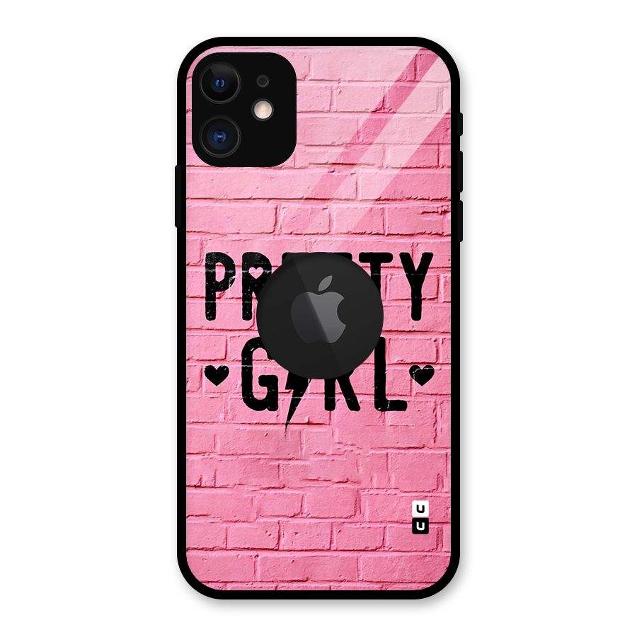 Pretty Girl Wall Glass Back Case for iPhone 11 Logo Cut