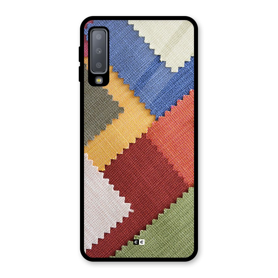 Printed Fabric Glass Back Case for Galaxy A7 (2018)