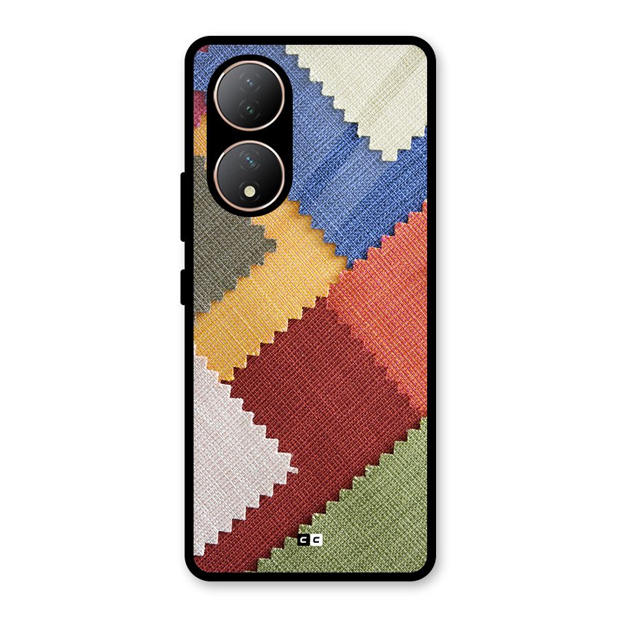Printed Fabric Glass Back Case for Vivo Y100A