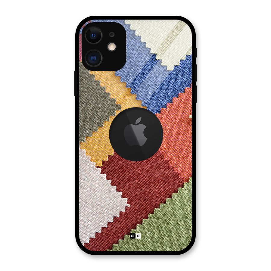 Printed Fabric Glass Back Case for iPhone 11 Logo Cut
