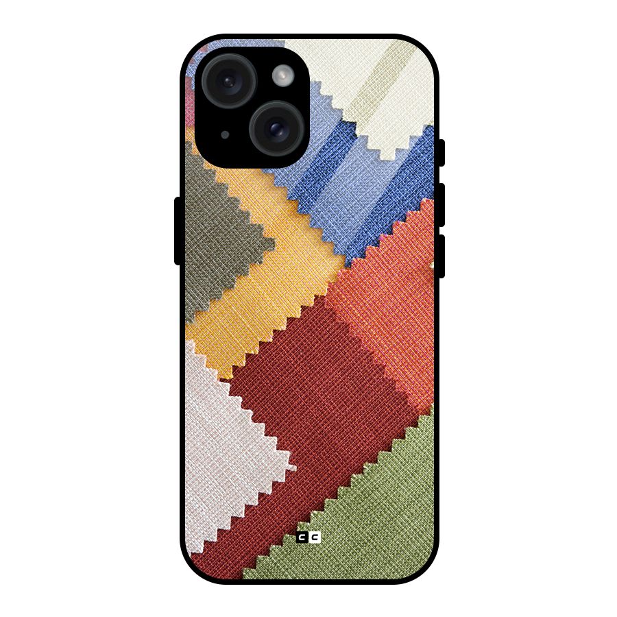 Printed Fabric Glass Back Case for iPhone 15