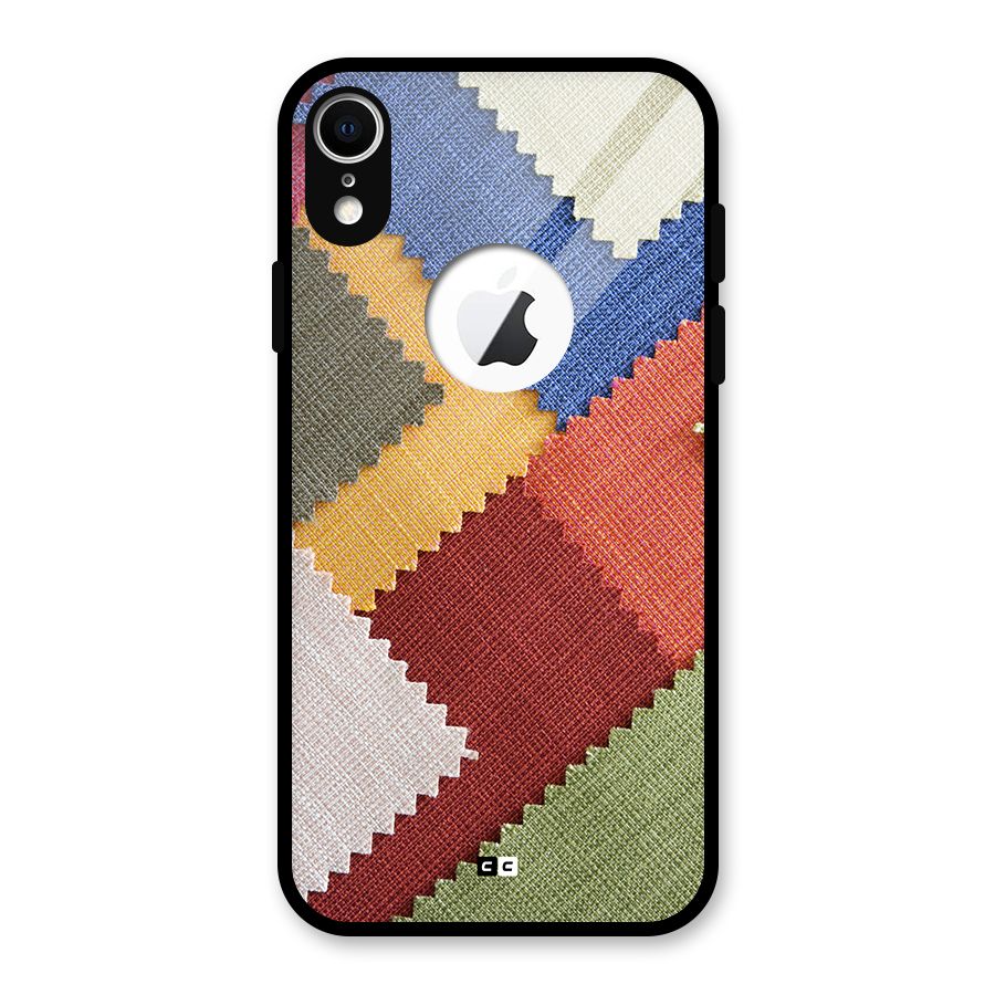Printed Fabric Glass Back Case for iPhone XR Logo Cut