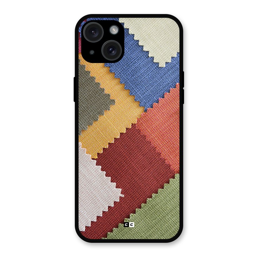 Printed Fabric Metal Back Case for iPhone 15 Plus
