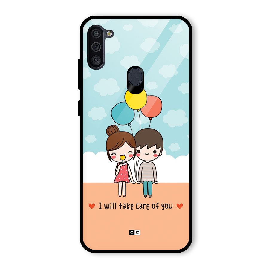Promise To Care Glass Back Case for Galaxy M11