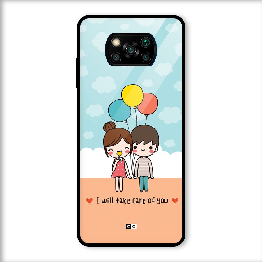 Promise To Care Glass Back Case for Poco X3