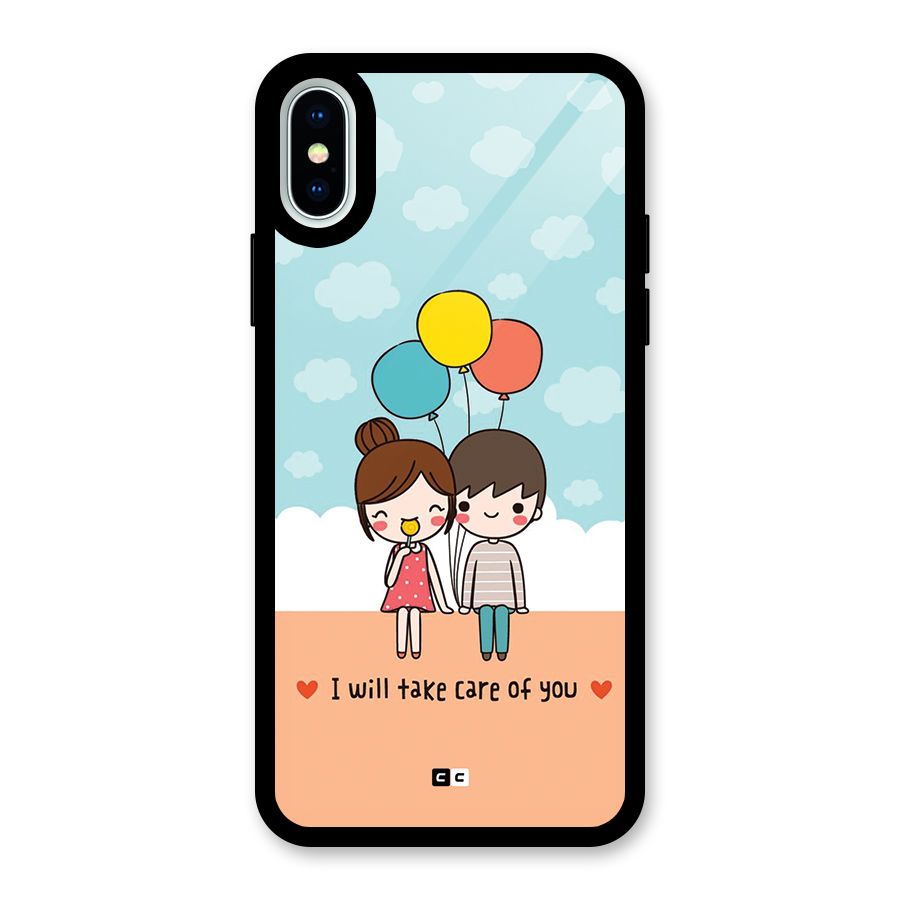 Promise To Care Glass Back Case for iPhone XS