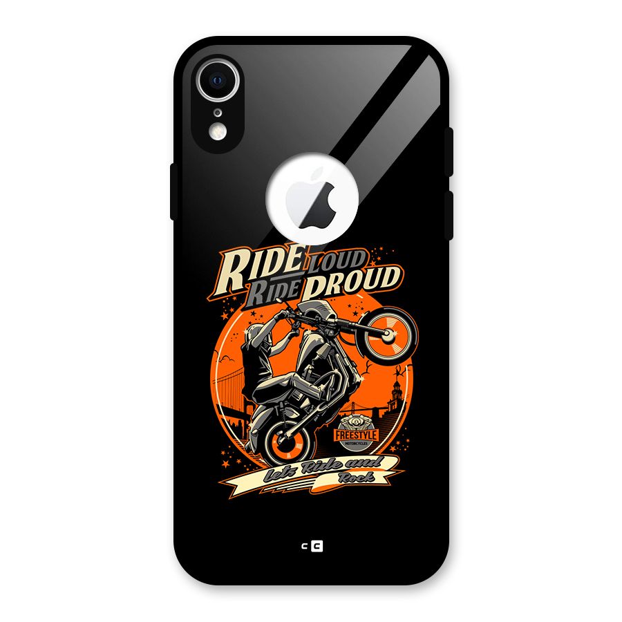 Proud Rider Glass Back Case for iPhone XR Logo Cut
