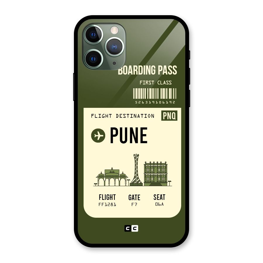Pune Boarding Pass Glass Back Case for iPhone 11 Pro