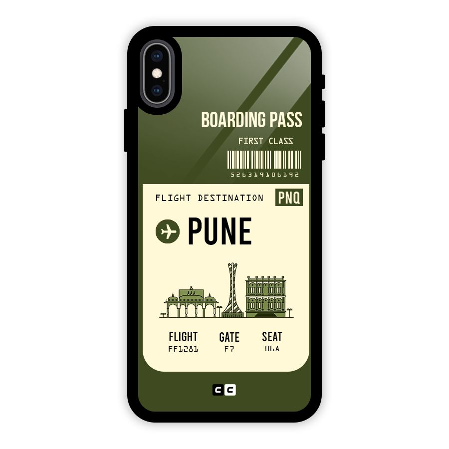 Pune Boarding Pass Glass Back Case for iPhone XS Max
