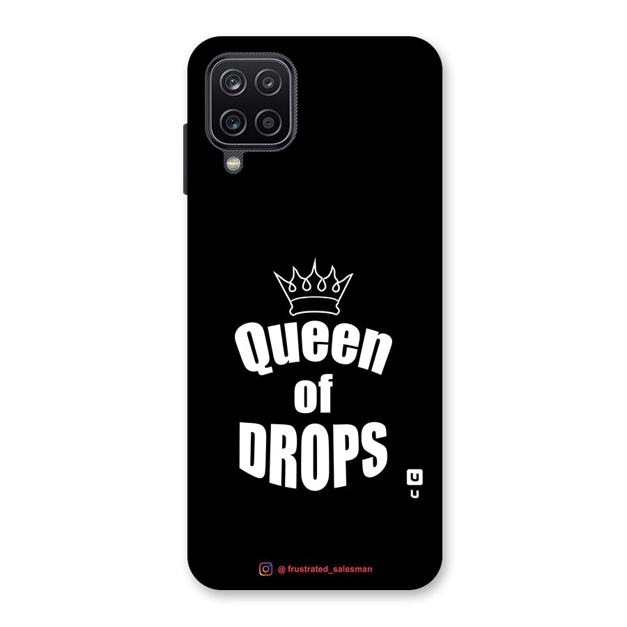 Queen of Drops Black Glass Back Case for Galaxy A12
