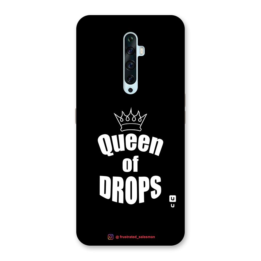 Queen of Drops Black Glass Back Case for Oppo Reno2 F