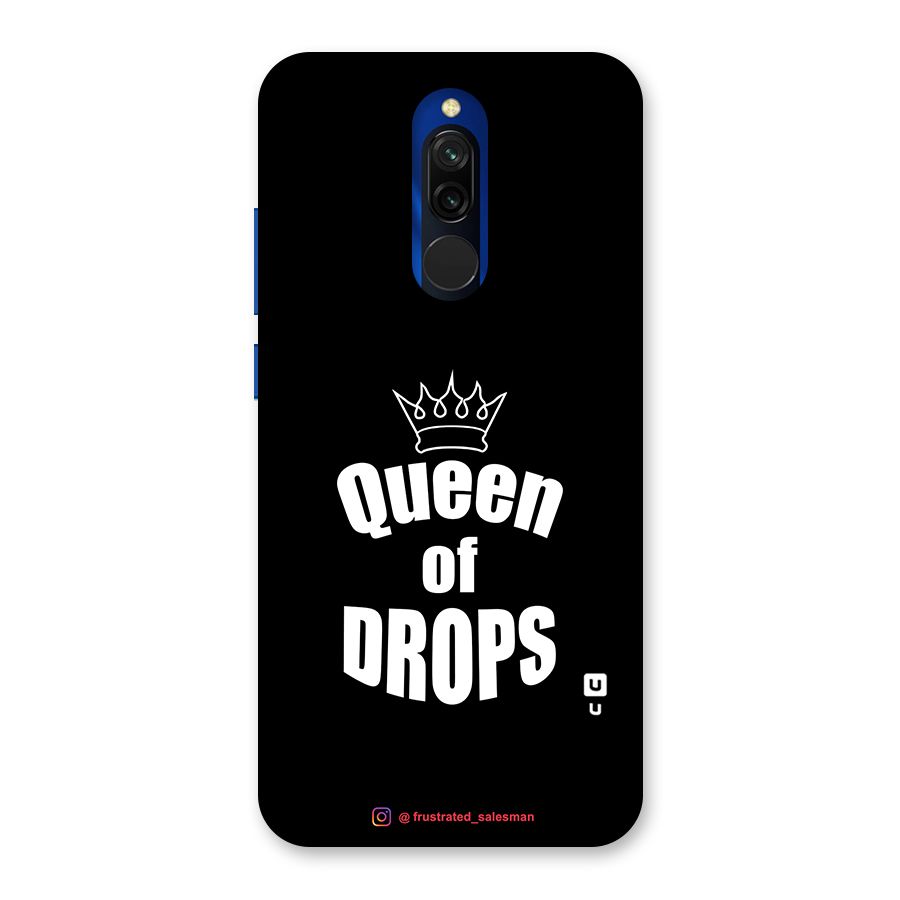 Queen of Drops Black Glass Back Case for Redmi 8