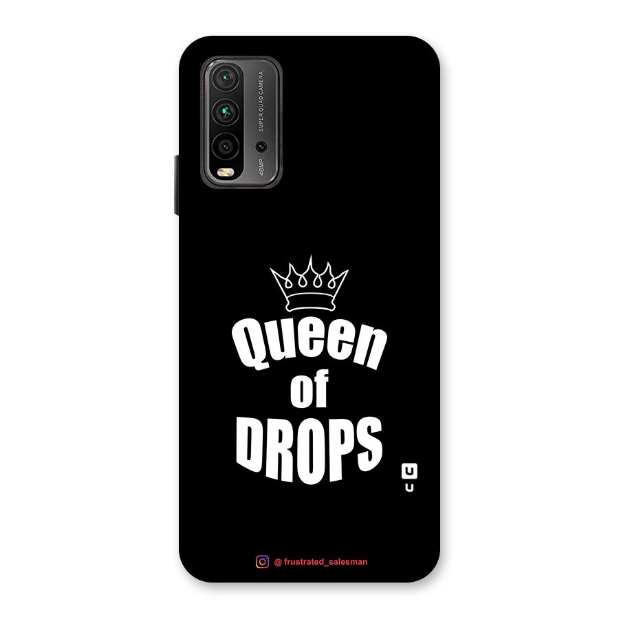 Queen of Drops Black Glass Back Case for Redmi 9 Power