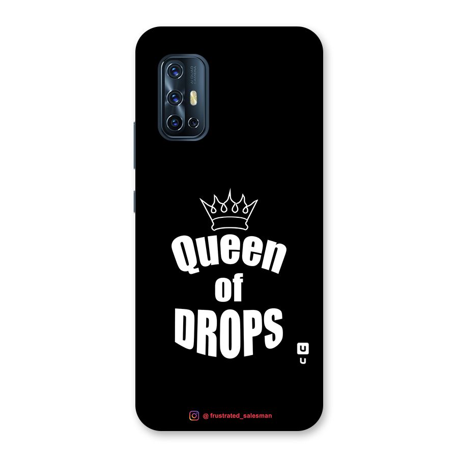 Queen of Drops Black Glass Back Case for Vivo V17