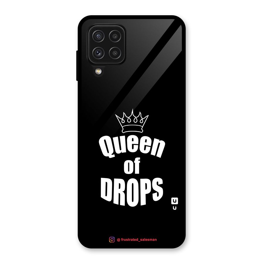Queen of Drops Black Glass Back Case for Galaxy A22 4G