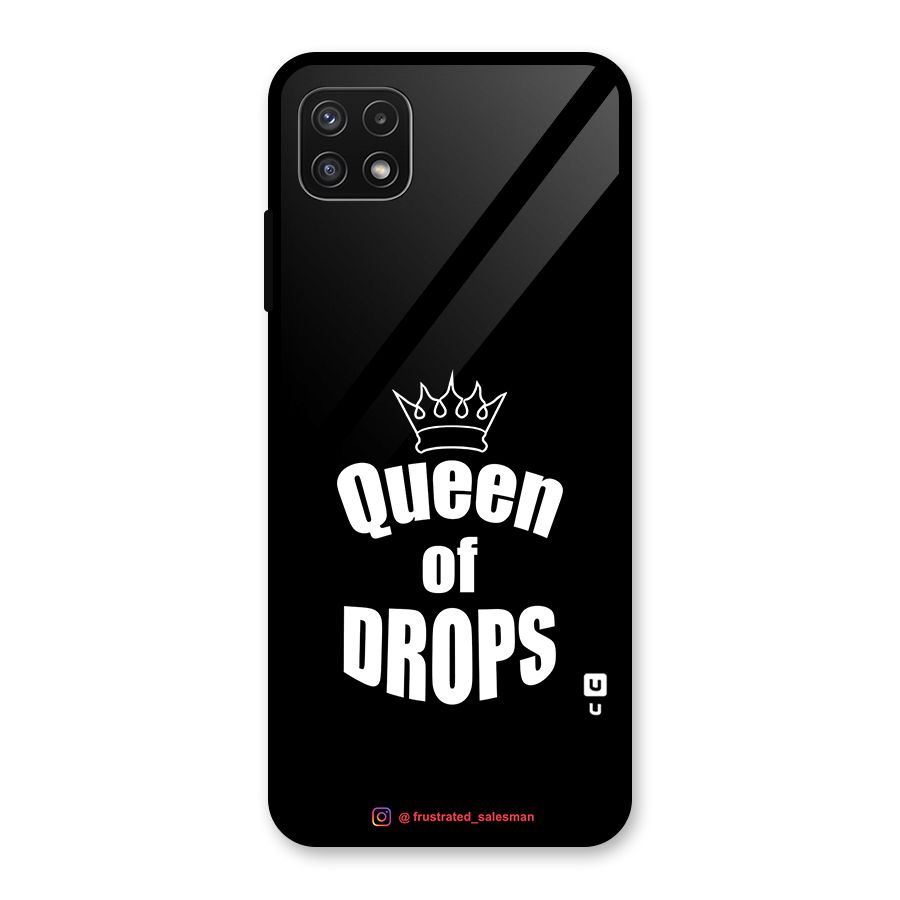 Queen of Drops Black Glass Back Case for Galaxy A22 5G