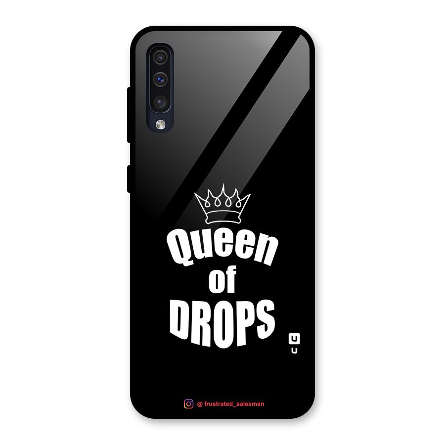 Queen of Drops Black Glass Back Case for Galaxy A50