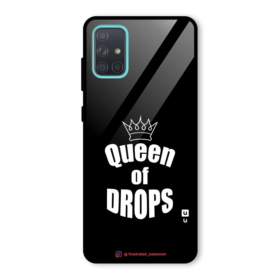 Queen of Drops Black Glass Back Case for Galaxy A71