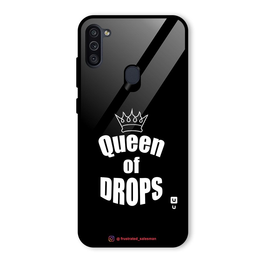 Queen of Drops Black Glass Back Case for Galaxy M11