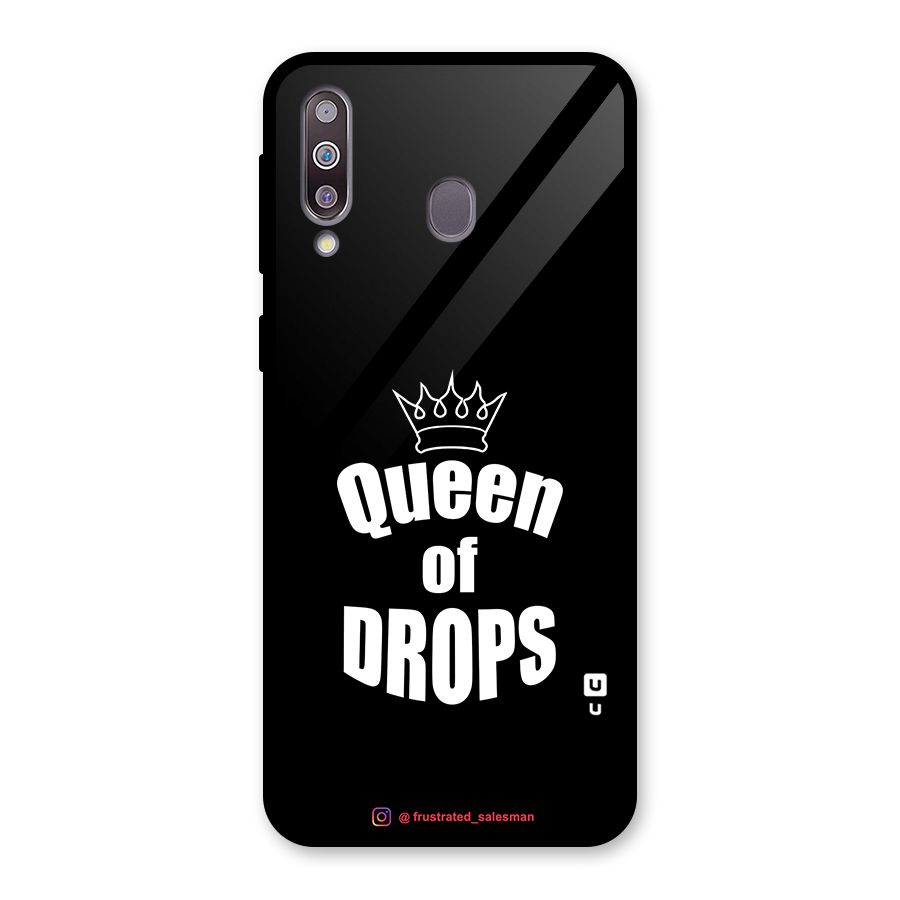 Queen of Drops Black Glass Back Case for Galaxy M30