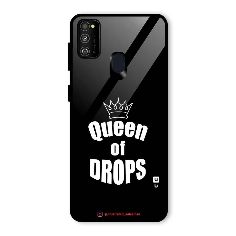 Queen of Drops Black Glass Back Case for Galaxy M30s