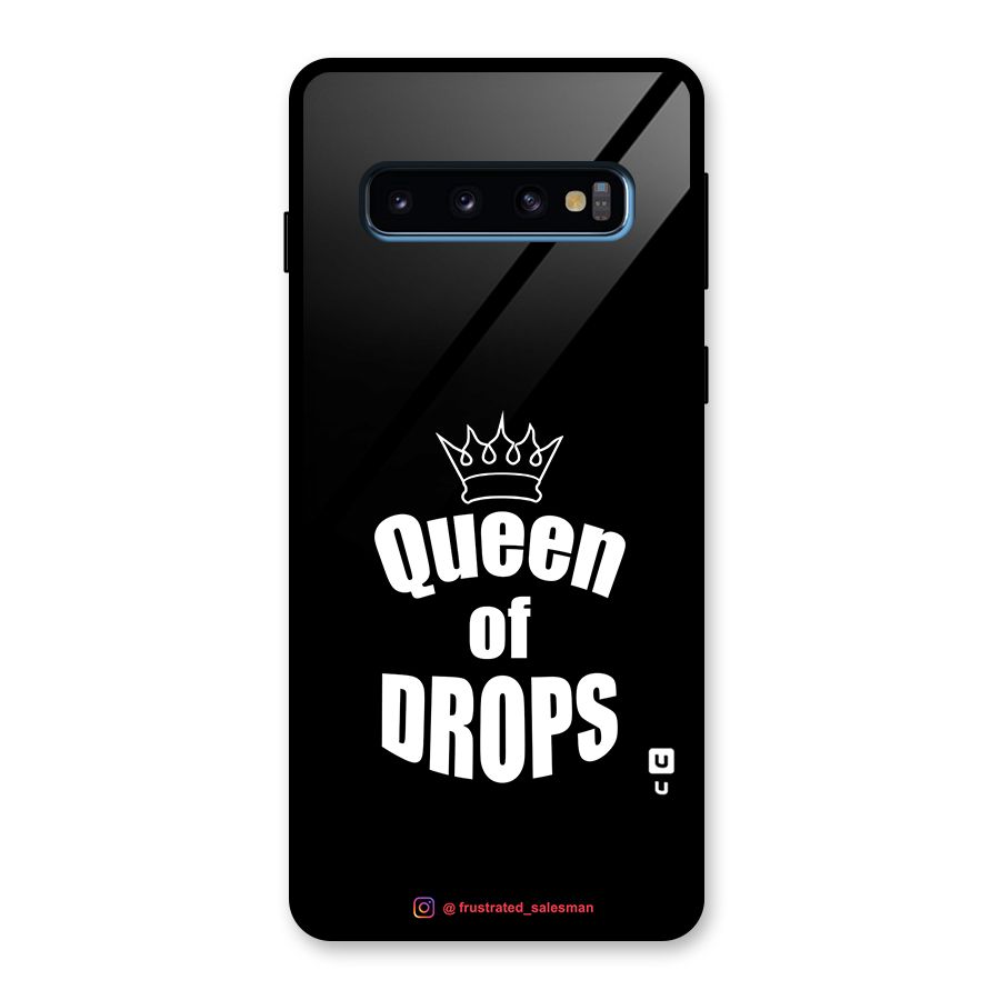 Queen of Drops Black Glass Back Case for Galaxy S10