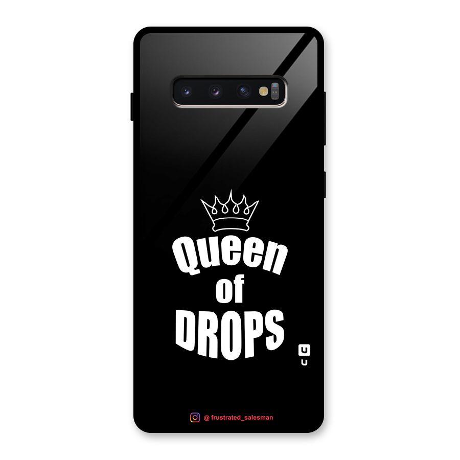 Queen of Drops Black Glass Back Case for Galaxy S10 Plus