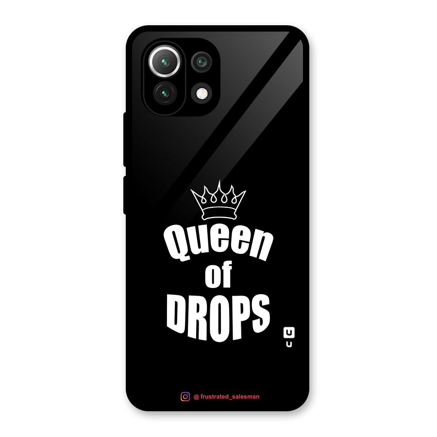 Queen of Drops Black Glass Back Case for Mi 11 Lite NE 5G