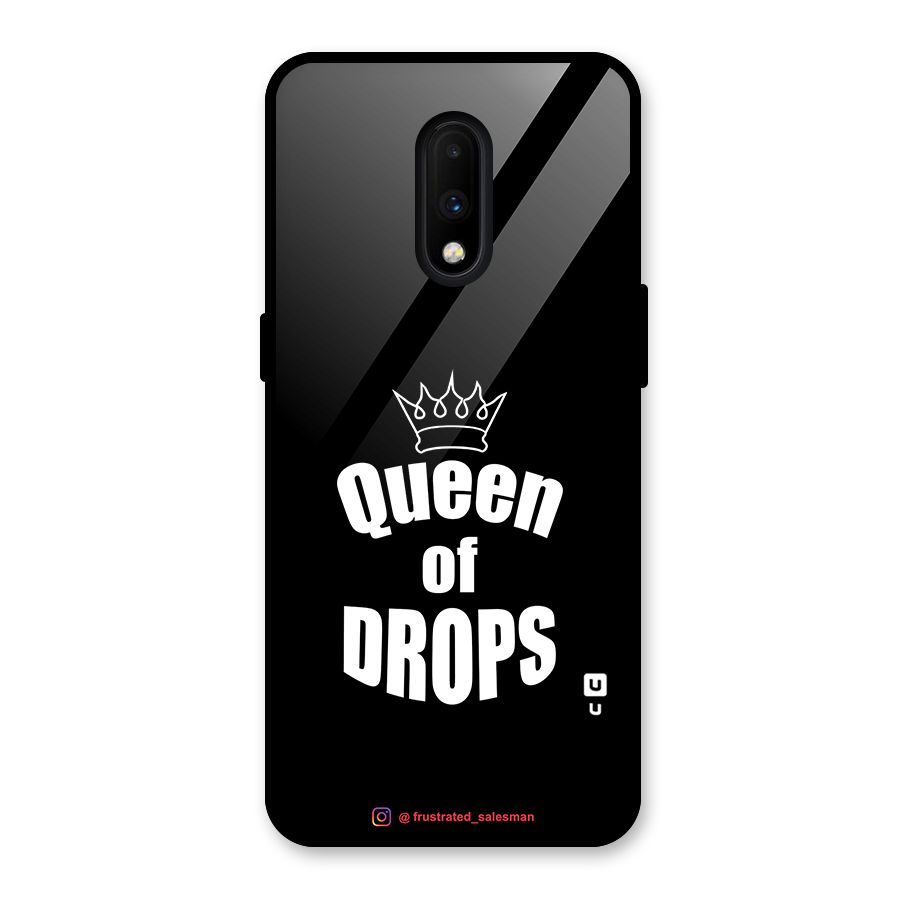 Queen of Drops Black Glass Back Case for OnePlus 7
