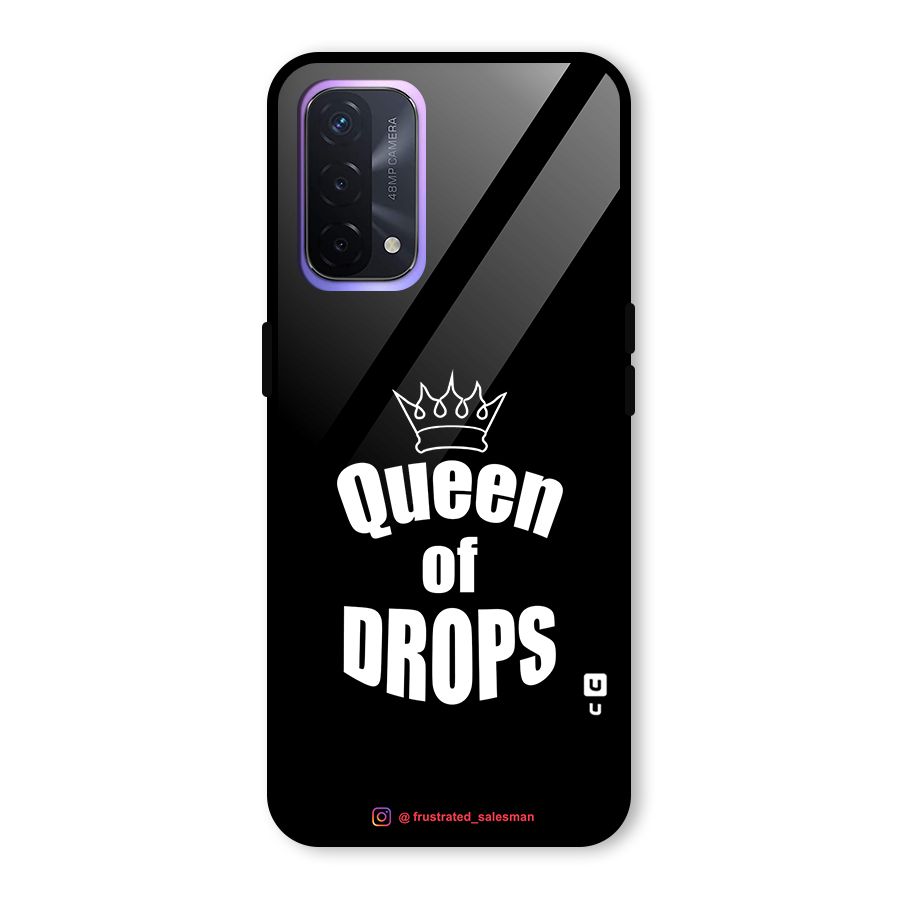 Queen of Drops Black Glass Back Case for Oppo A74 5G
