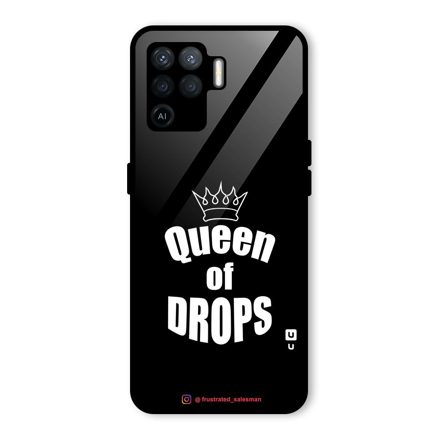 Queen of Drops Black Glass Back Case for Oppo F19 Pro