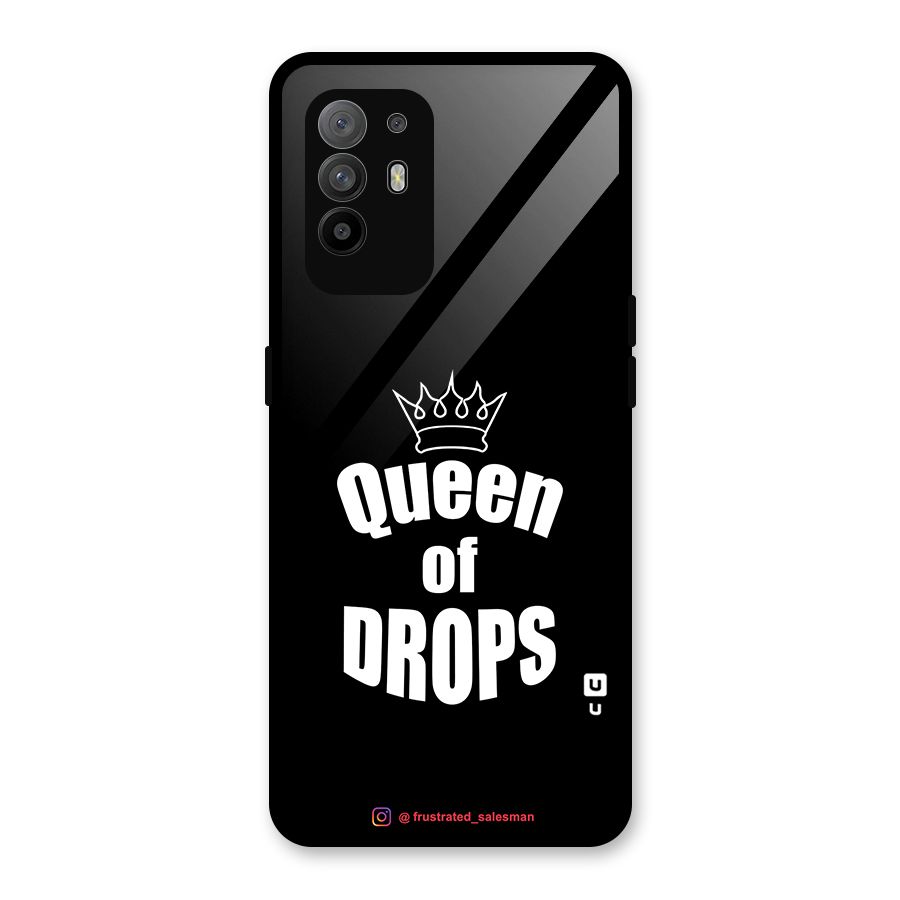 Queen of Drops Black Glass Back Case for Oppo F19 Pro Plus 5G