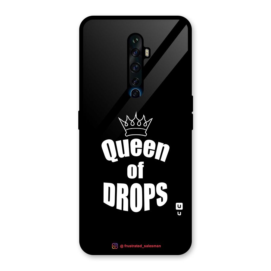 Queen of Drops Black Glass Back Case for Oppo Reno2 F